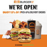 Burgerim We're still open poster