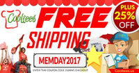 Free SHIPPING AND 25% off for Memorial Day!